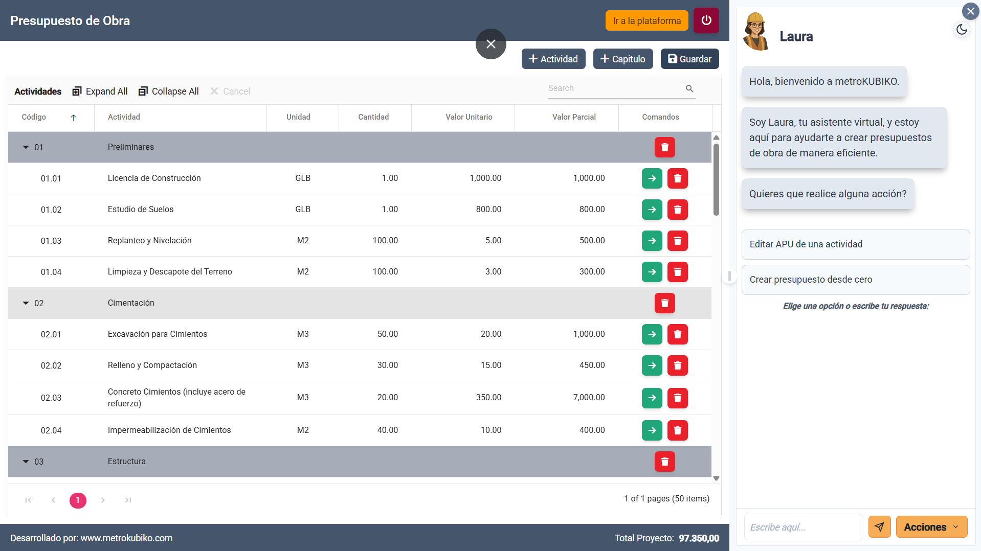 Presupuestos de obra gratuitos con inteligencia artificial - metroKUBIKO